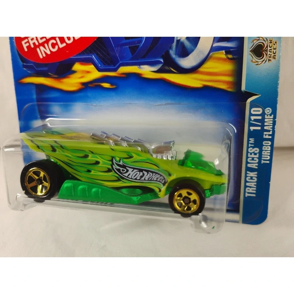 2003 Hot Wheels #125‎ Track Aces 1/10 Turbo Flames Green 35th Anniversary